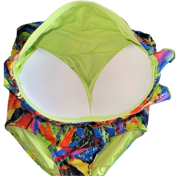 SEAFOLLY Australia Colorful Tropical Toucan Strapless Ruffle One Piece Swim Suit - Picture 5 of 9